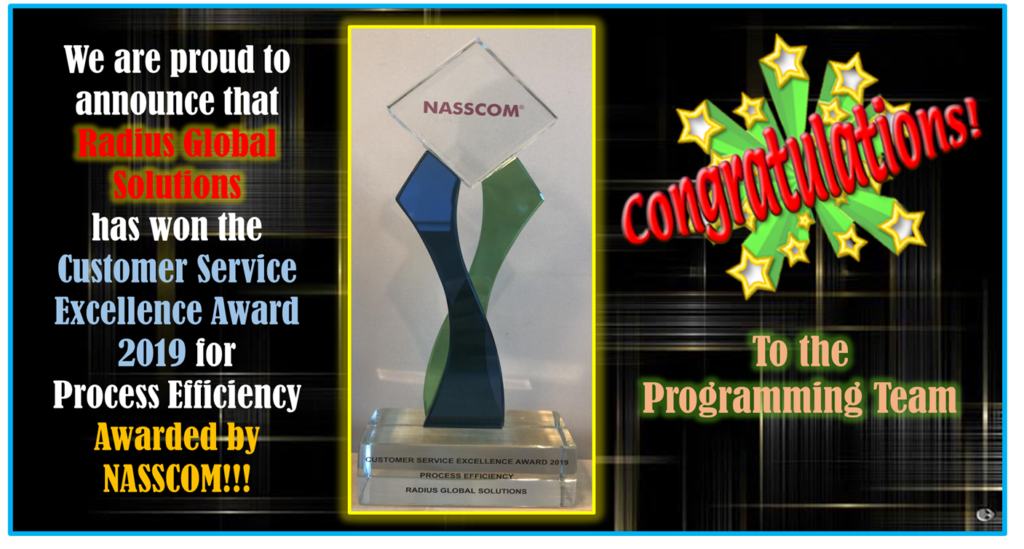 radius global solutions customer service excellence award 2019 nasscom