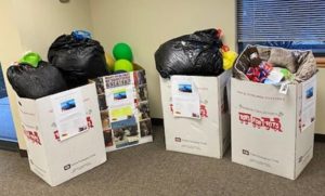 toys for tots donations in collection boxes