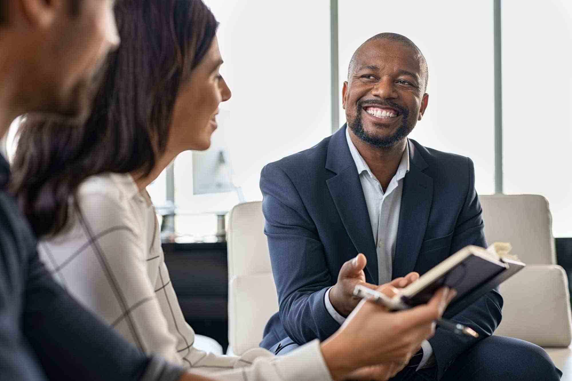 smiling businessman during meeting