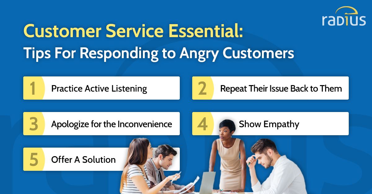 five tips for responding to angry customers graphic